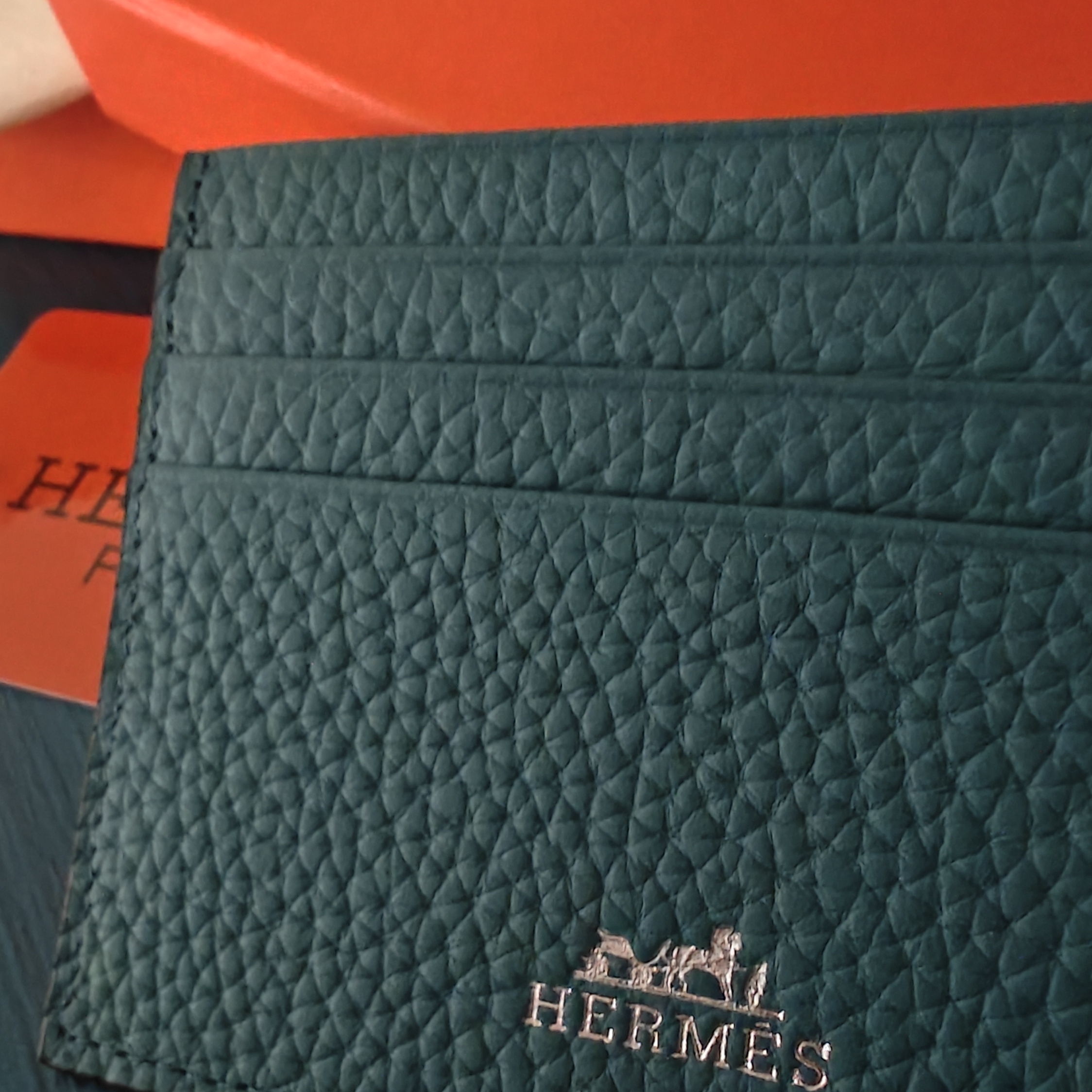 Hermes Green Leather Money Clip